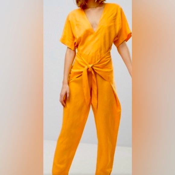 FREE PEOPLE Linen Jumper Sunkiss Orange - Picture 6 of 6